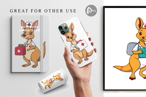 Digital Paper Nurse Kangaroo Digital Pattern artnoy 