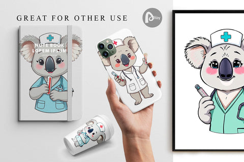 Digital Paper Nurse Koala Digital Pattern artnoy 