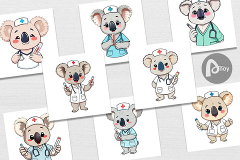 Digital Paper Nurse Koala Digital Pattern artnoy 