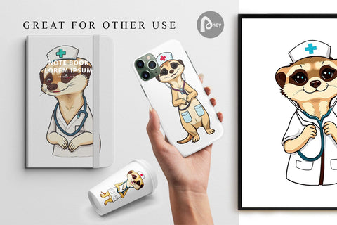 Digital Paper Nurse Meerkat Digital Pattern artnoy 