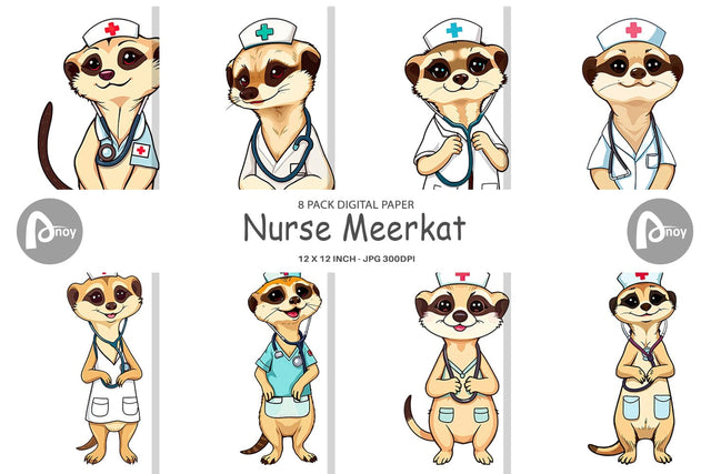 Digital Paper Nurse Meerkat Digital Pattern artnoy 