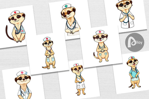 Digital Paper Nurse Meerkat Digital Pattern artnoy 
