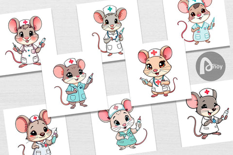 Digital Paper Nurse Mouse Digital Pattern artnoy 