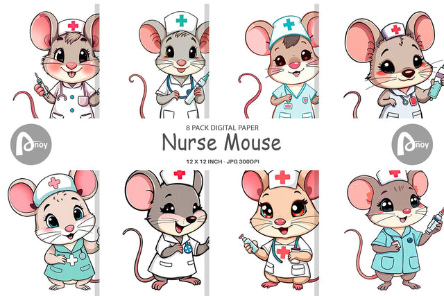 Digital Paper Nurse Mouse Digital Pattern artnoy 