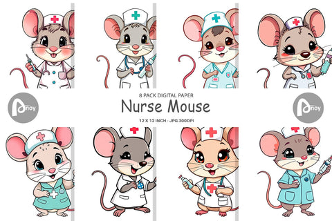 Digital Paper Nurse Mouse Digital Pattern artnoy 