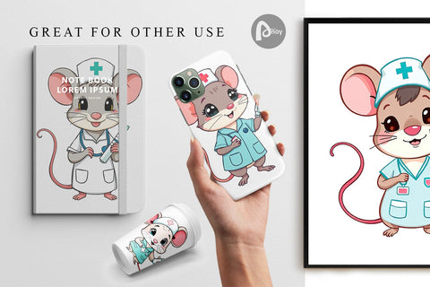Digital Paper Nurse Mouse Digital Pattern artnoy 