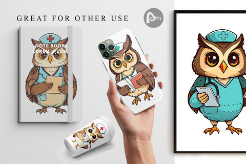 Digital Paper Nurse Owl Digital Pattern artnoy 