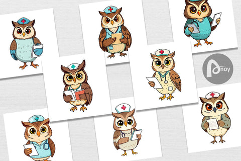 Digital Paper Nurse Owl Digital Pattern artnoy 
