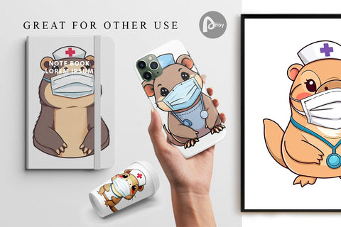 Digital Paper Nurse Platypus Digital Pattern artnoy 