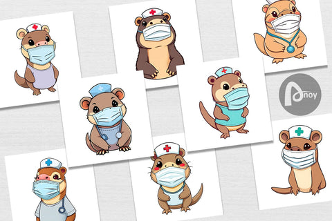 Digital Paper Nurse Platypus Digital Pattern artnoy 