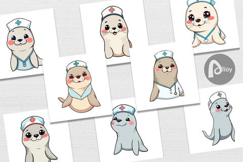 Digital Paper Nurse Seal Digital Pattern artnoy 