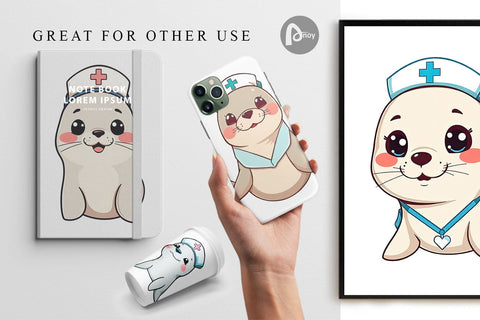 Digital Paper Nurse Seal Digital Pattern artnoy 