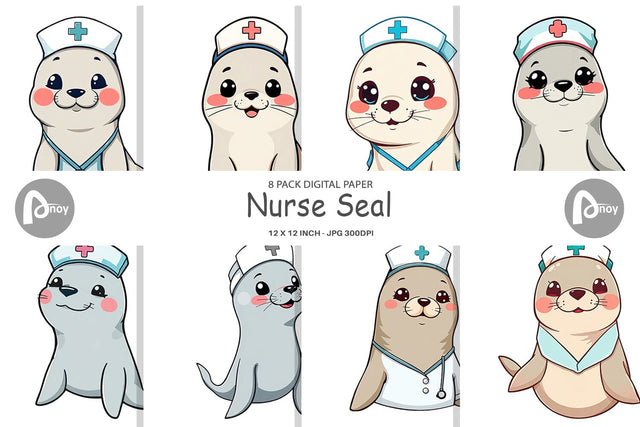 Digital Paper Nurse Seal Digital Pattern artnoy 