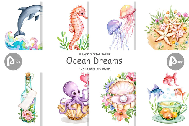 Digital Paper Ocean Dreams Digital Pattern artnoy 