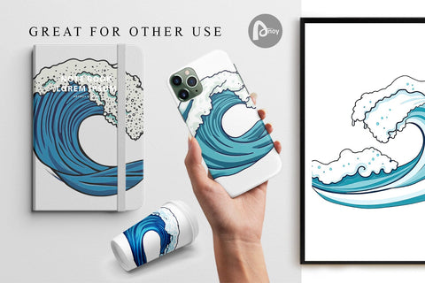 Digital Paper Ocean Wave Digital Pattern artnoy 