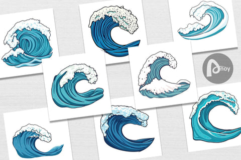 Digital Paper Ocean Wave Digital Pattern artnoy 