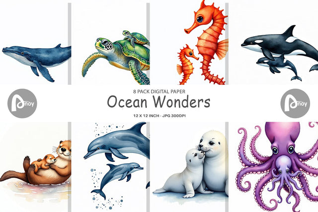 Digital Paper Ocean Wonders Digital Pattern artnoy 