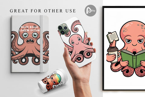 Digital Paper Octopus Mood Digital Pattern artnoy 