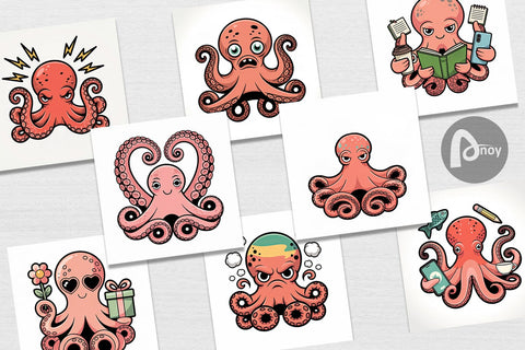 Digital Paper Octopus Mood Digital Pattern artnoy 