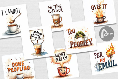 Digital Paper Office Coffee Humor Sarcastic Quotes Digital Pattern artnoy 