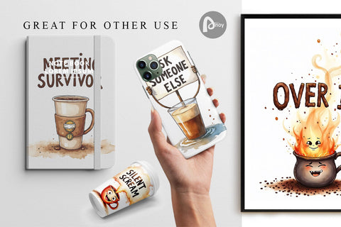 Digital Paper Office Coffee Humor Sarcastic Quotes Digital Pattern artnoy 