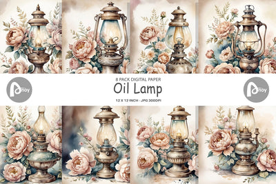 Digital Paper Oil Lamp Digital Pattern artnoy 