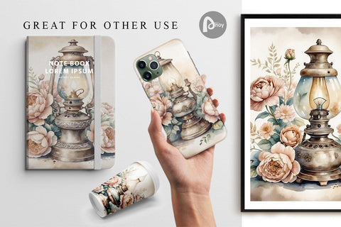 Digital Paper Oil Lamp Digital Pattern artnoy 