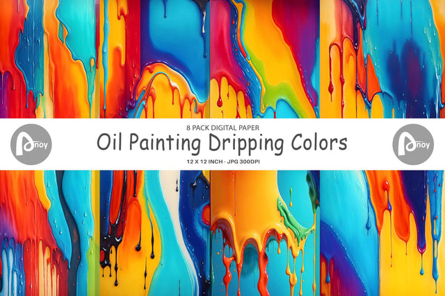 Digital Paper Oil Paint Dripping Color Digital Pattern artnoy 