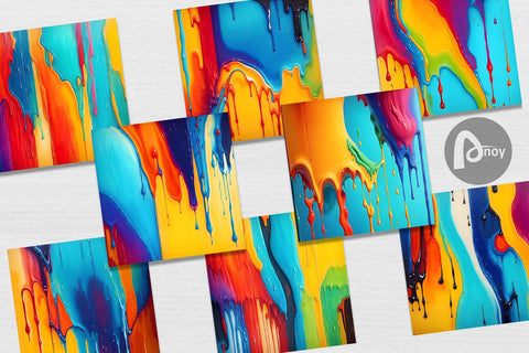 Digital Paper Oil Paint Dripping Color Digital Pattern artnoy 