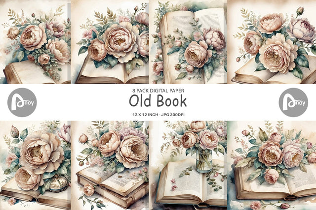 Digital Paper Old Books Digital Pattern artnoy 