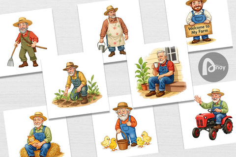 Digital Paper Old Farmer Digital Pattern artnoy 