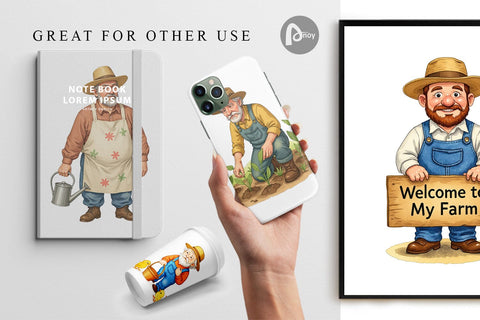 Digital Paper Old Farmer Digital Pattern artnoy 