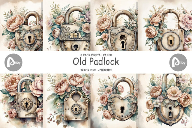 Digital Paper Old Padlock Digital Pattern artnoy 