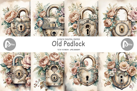 Digital Paper Old Padlock Digital Pattern artnoy 