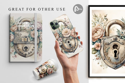 Digital Paper Old Padlock Digital Pattern artnoy 