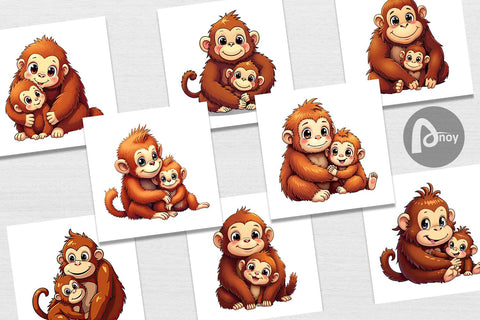 Digital Paper Orangutan Mother's Day Digital Pattern artnoy 