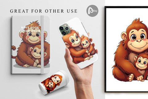 Digital Paper Orangutan Mother's Day Digital Pattern artnoy 