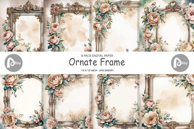 Digital Paper Ornate Frame Digital Pattern artnoy 