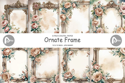 Digital Paper Ornate Frame Digital Pattern artnoy 