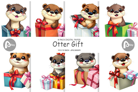 Digital Paper Otter Gift Digital Pattern artnoy 