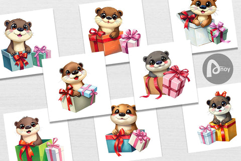 Digital Paper Otter Gift Digital Pattern artnoy 
