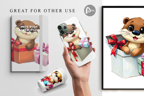 Digital Paper Otter Gift Digital Pattern artnoy 