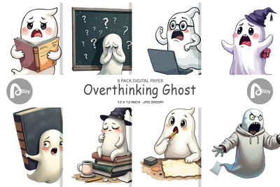 Digital Paper Overthinking Ghost Digital Pattern artnoy 