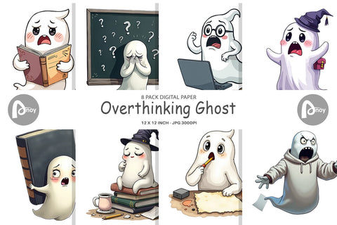 Digital Paper Overthinking Ghost Digital Pattern artnoy 