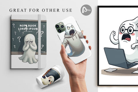 Digital Paper Overthinking Ghost Digital Pattern artnoy 