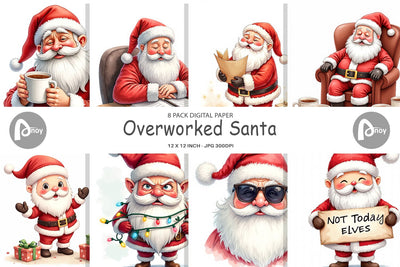 Digital Paper Overworked Santa Digital Pattern artnoy 