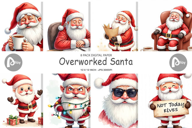 Digital Paper Overworked Santa Digital Pattern artnoy 