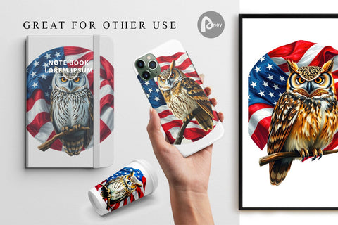 Digital Paper Owl 4th of July Digital Pattern artnoy 