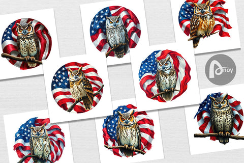 Digital Paper Owl 4th of July Digital Pattern artnoy 