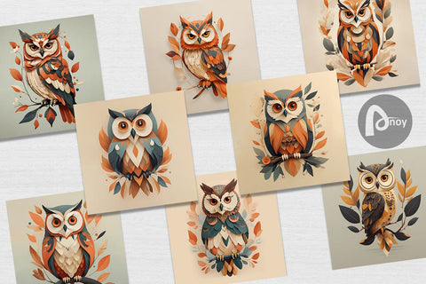 Digital Paper Owl Boho Art Sublimation artnoy 